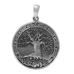 Sterling Silver Detailed Tree of Life Round Pendant Sterling Silver Detailed Tree of Life Round Pendant